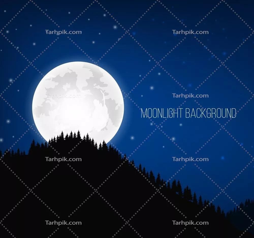 پس‌زمینه‌ای واقع‌گرایانه با درختان و ماه کامل در یک وکتور زیبا