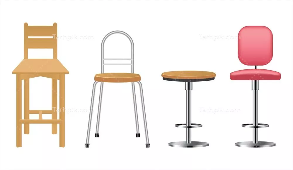 وکتور صندلی بار واقعی ساخته شده از چوب و فلز با طراحی مدرن و مقاوم