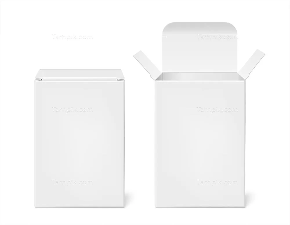 وکتور مجموعه ماکت جعبه واقعگرایانه با تصاویر دوگانه و طراحی کارتن سفید خالی