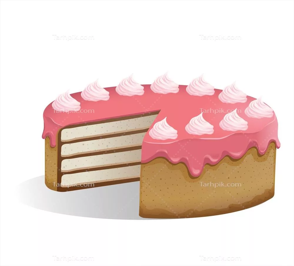 کیک واقعگرایانه با پوشش گلابی صورتی - طراحی وکتور