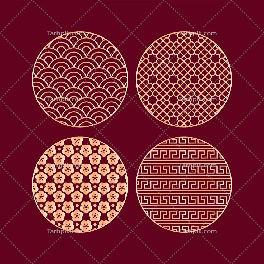 وکتور مجموعه ای از زینت های واقع گرایانه برای جشن سال نو چینی