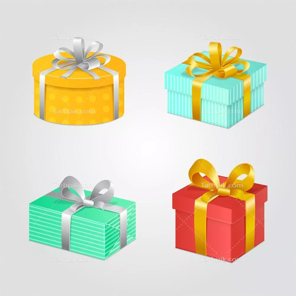 وکتور مجموعه الگوهای واقع‌گرایانه هدیه‌های کریسمس برای طراحی