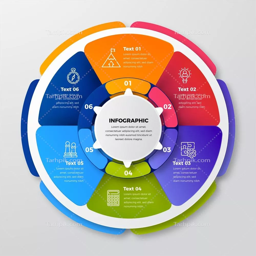 الگوی اینفوگرافیک دایرهای واقعگرایانه با طراحی وکتور