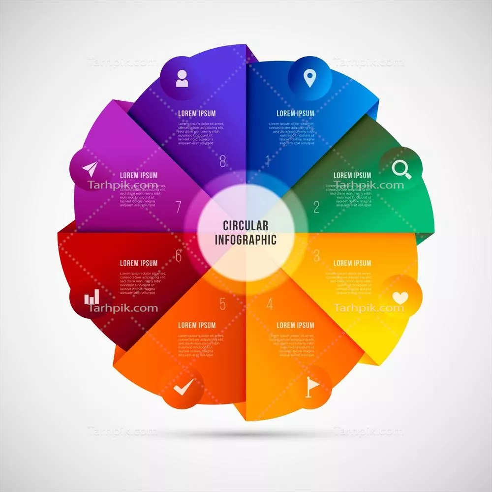 وکتور الگوی اینفوگرافیک دایرهای واقعگرایانه و دقیق برای نمایش دادهها