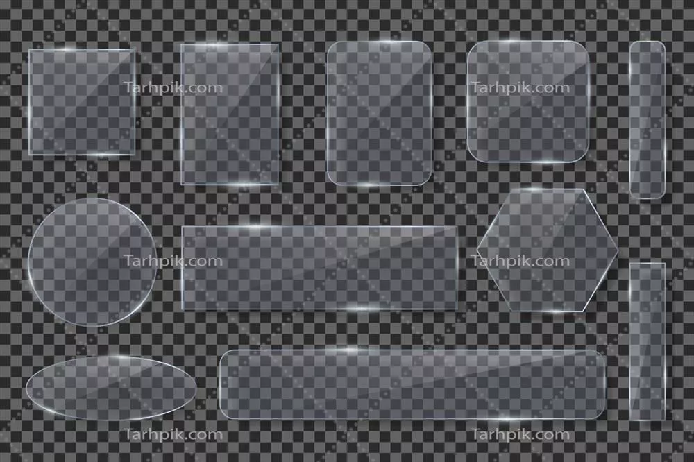 وکتور مجموعهی قاب شیشهای شفاف و واقعگرایانه با طراحی منحصر به فرد