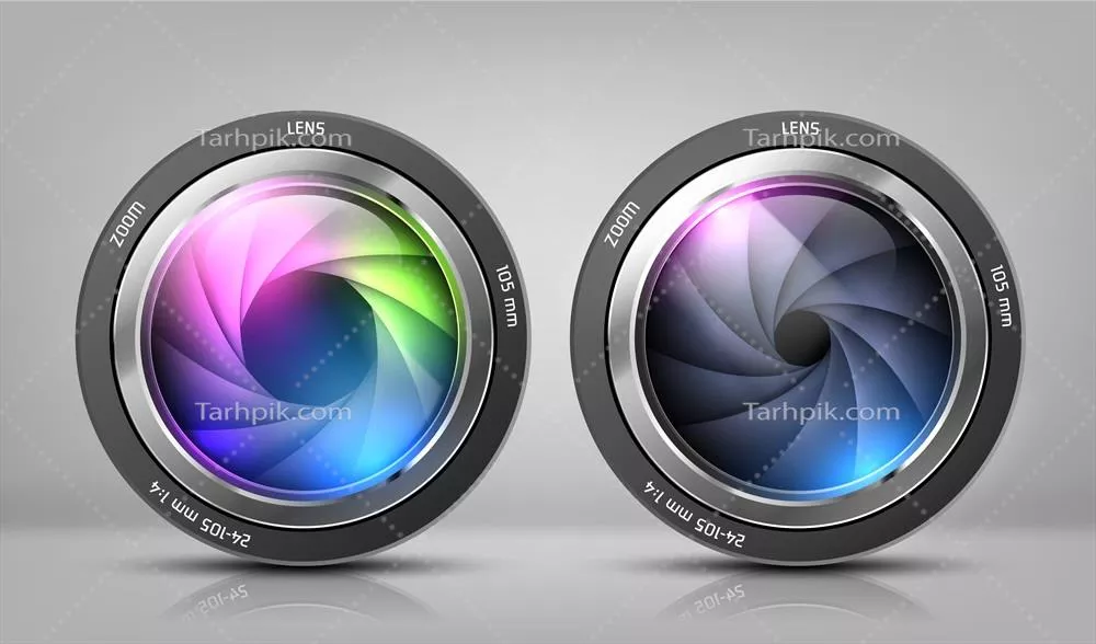 تصویر واقعی از دو لنز دوربین با قابلیت زوم به صورت وکتور