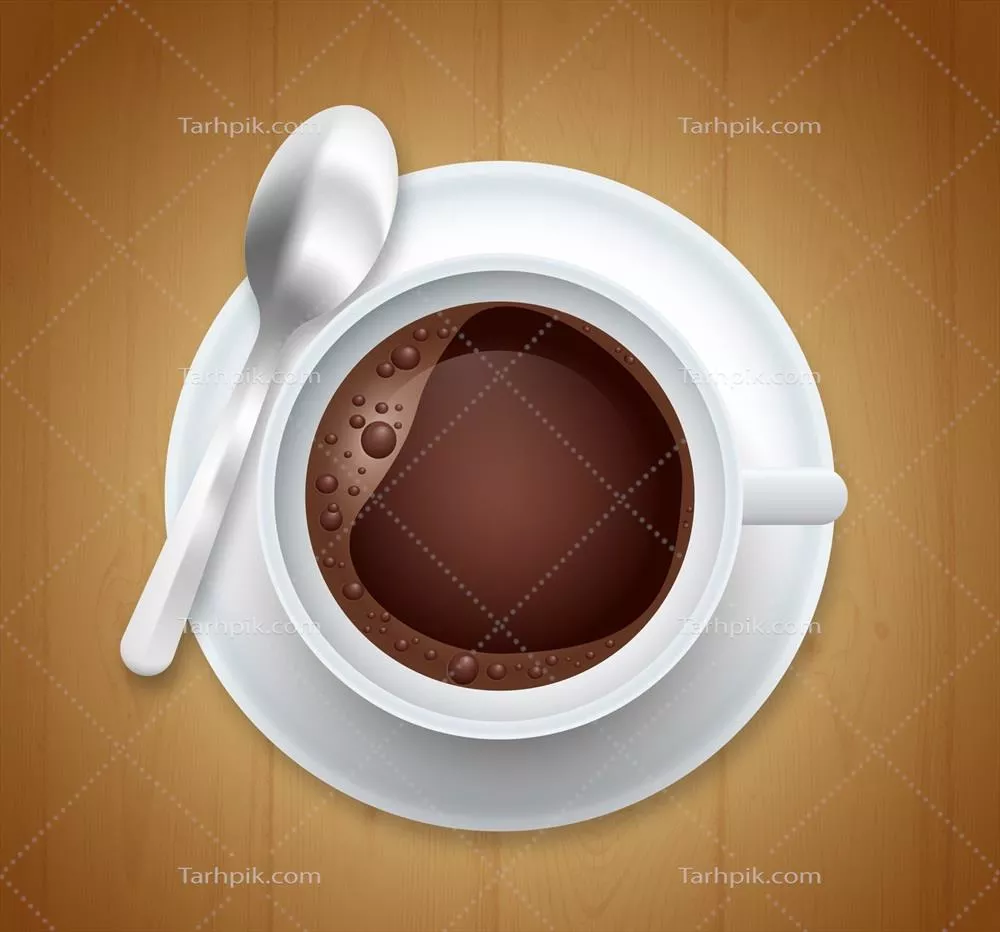 پس‌زمینه واقع‌گرایانه فنجان قهوه با نمای بالایی به صورت وکتور