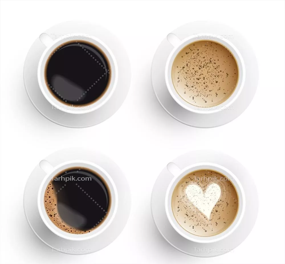 نقشۀ واقعی فنجان قهوه از نمای بالایی به صورت وکتور