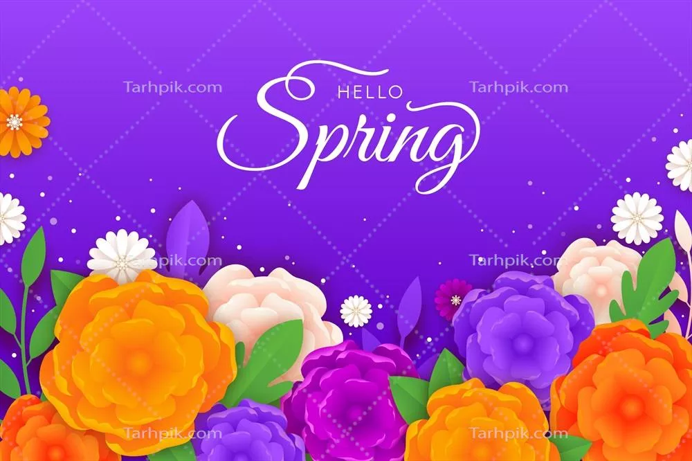 پس‌زمینه واقعی و رنگارنگ به سبک کاغذی برای بهار با طراحی وکتور
