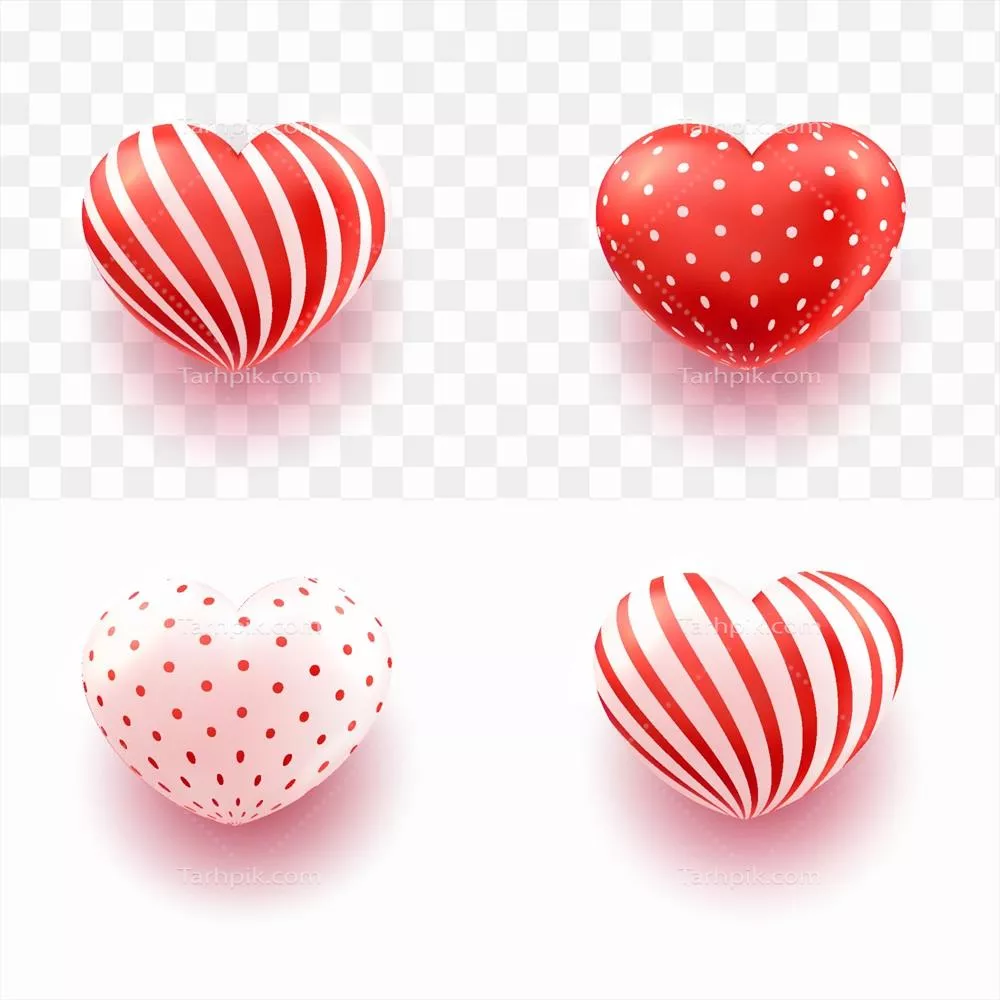 وکتور مجموعه سهبعدی قلبهای پینگکی و دوستداشتنی با ظاهری واقعگرایانه