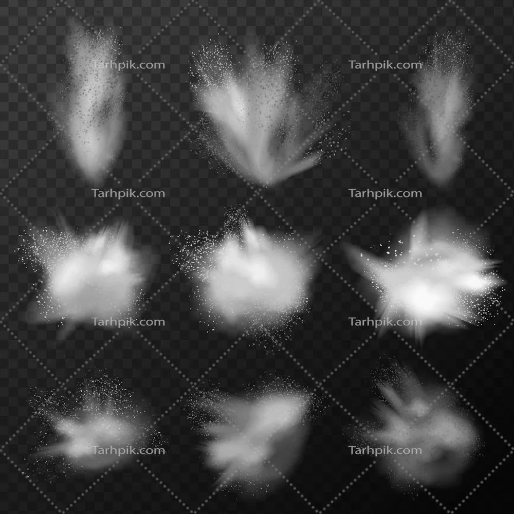 مجموعه وکتورهای réalistic-explosion-smoke با جزئیات واقعی و جذاب