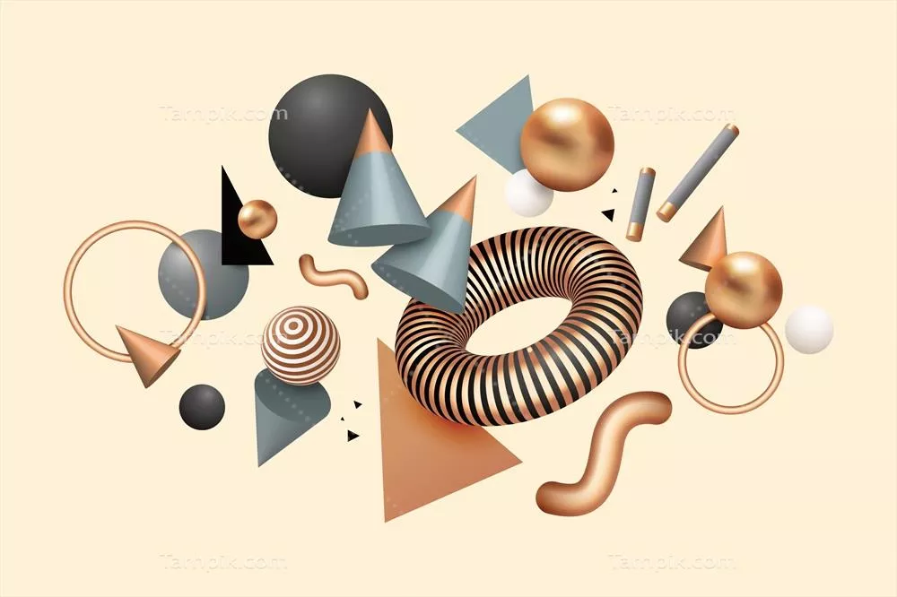 پسزمینه وکتوری شکلهای هندسی شناور و واقعگرایانه با طراحی مدرن