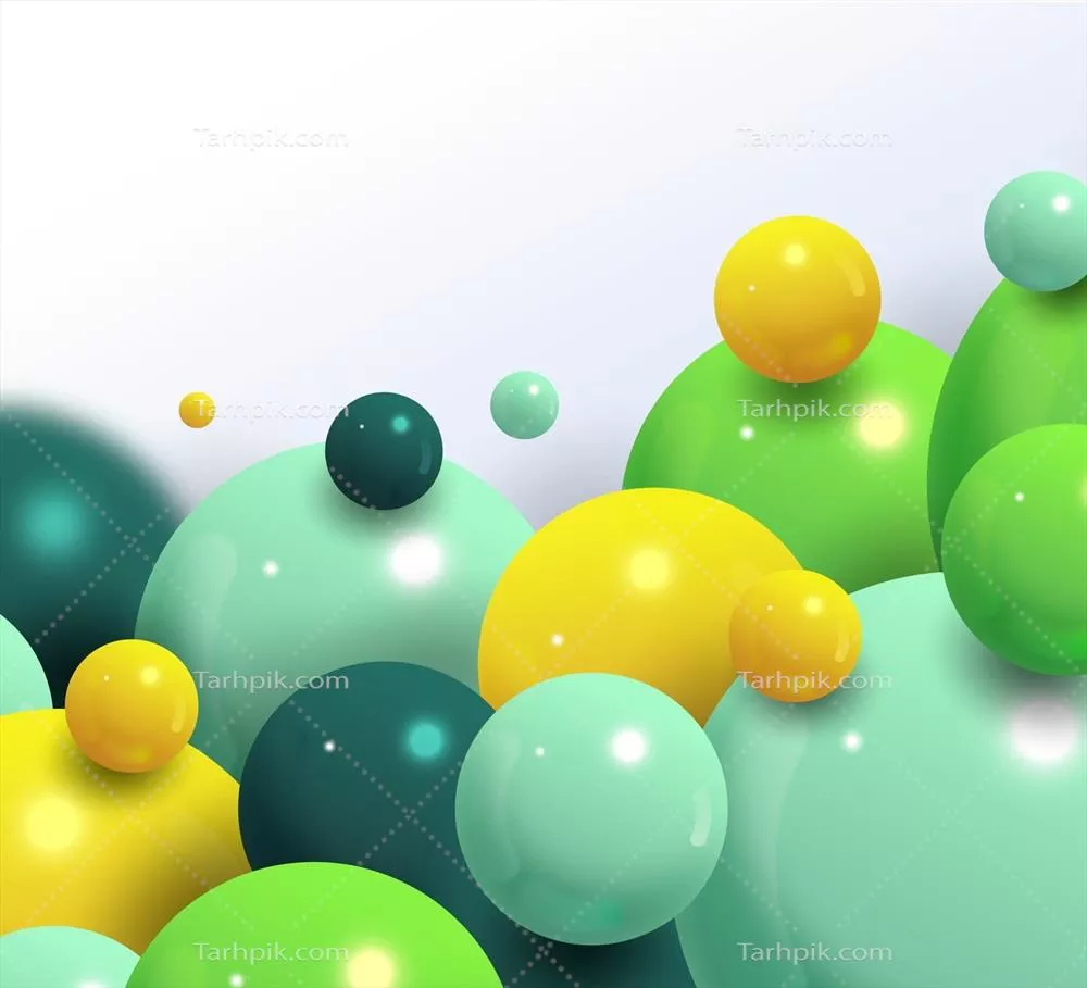 پس‌زمینه وکتور توپ‌های سبز با جابه‌جایی واقعی و روان