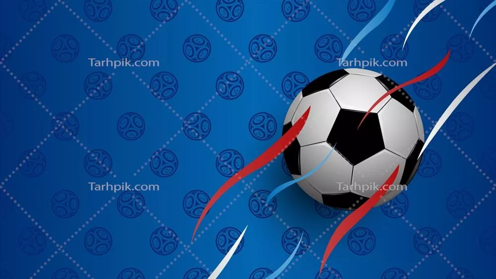 وکتور تجسم واقعگرایانه فوتبال با پس زمینه آبی و کاپ قهرمانی در طراحی انتزاعی