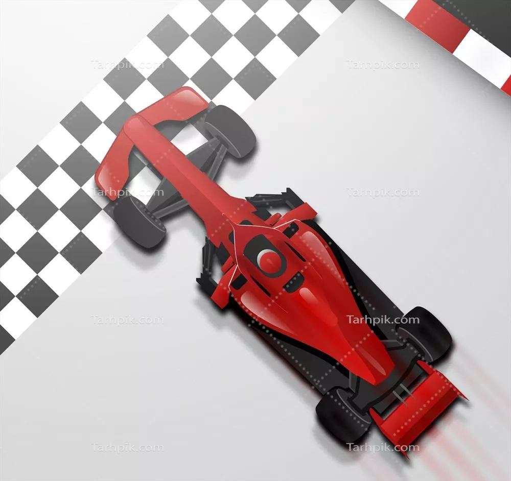 خودروی فرمول 1 واقعگرایانه در خط پایان - تصویر وکتوری