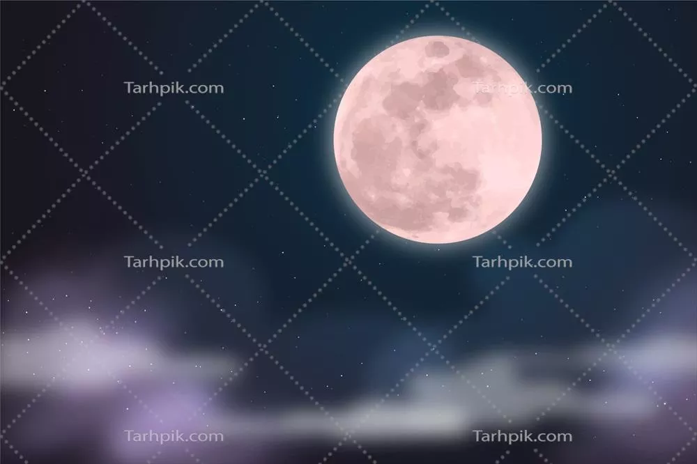 بکگراند وکتور آسمان با ماه کامل و واقع‌گرایانه