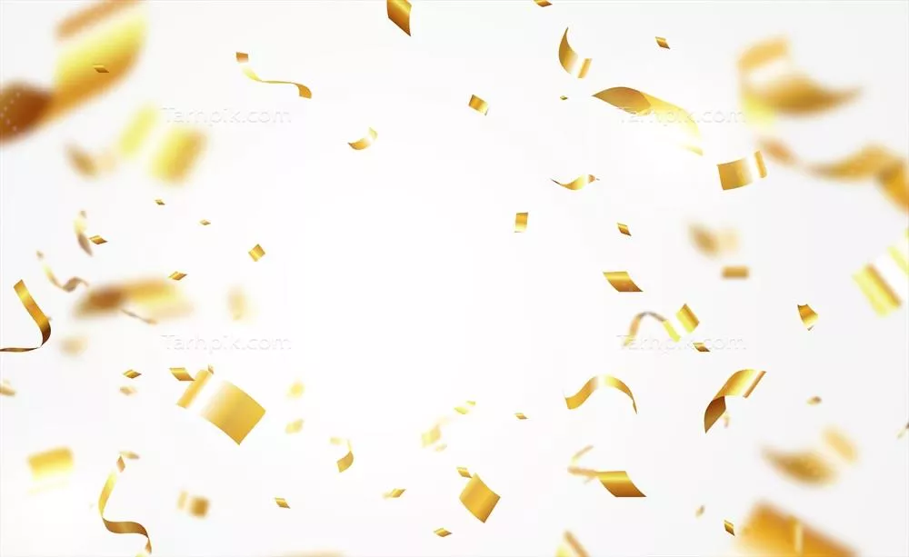 پسزمینه وکتور کنفتی طلایی به صورت واقعی و طبیعی