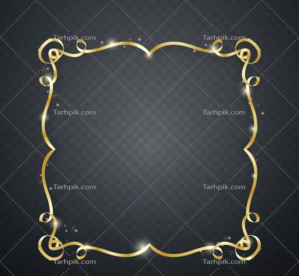 فریم طلایی واقعی با پس زمینه شفاف و الگوی وکتور