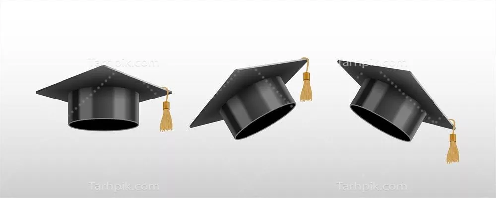 تصویر وکتور واقعی از کلاه فارغ‌التحصیلی دانشگاه یا کالج به رنگ مشکی