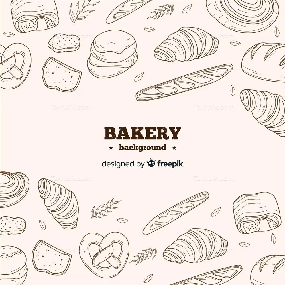 طرح پس‌زمینه نانوایی با طراحی واقع‌گرایانه به‌صورت دست‌کشیده و وکتور