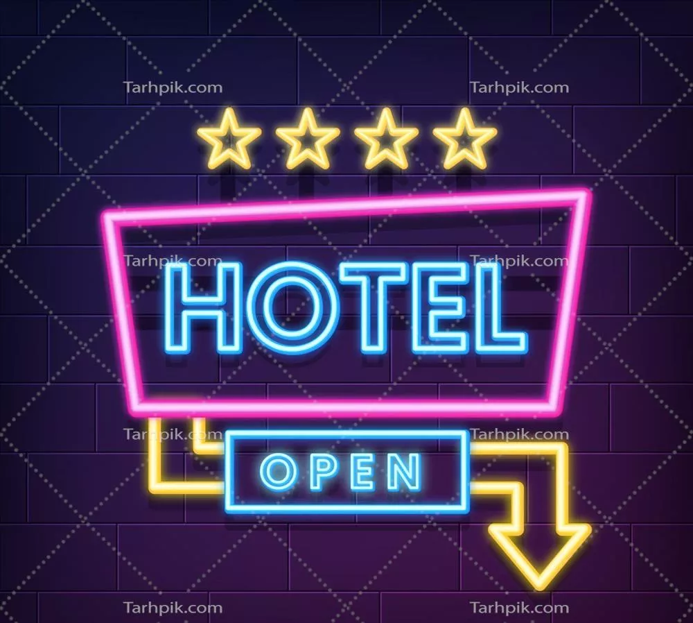 پس‌زمینه وکتور تابلو نئون هتل با طراحی واقع‌گرایانه