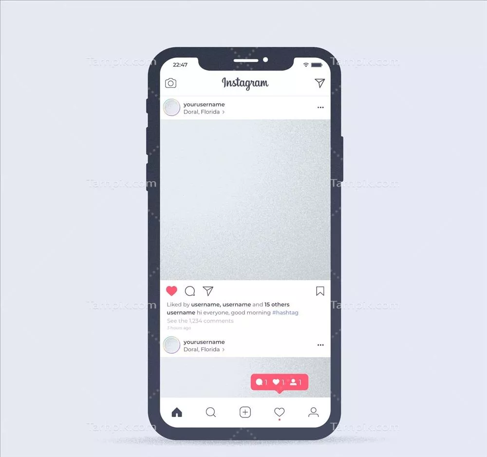 قاب عکس واقعی برای دستگاههای هوشمند در قالب وکتور مناسب اینستاگرام