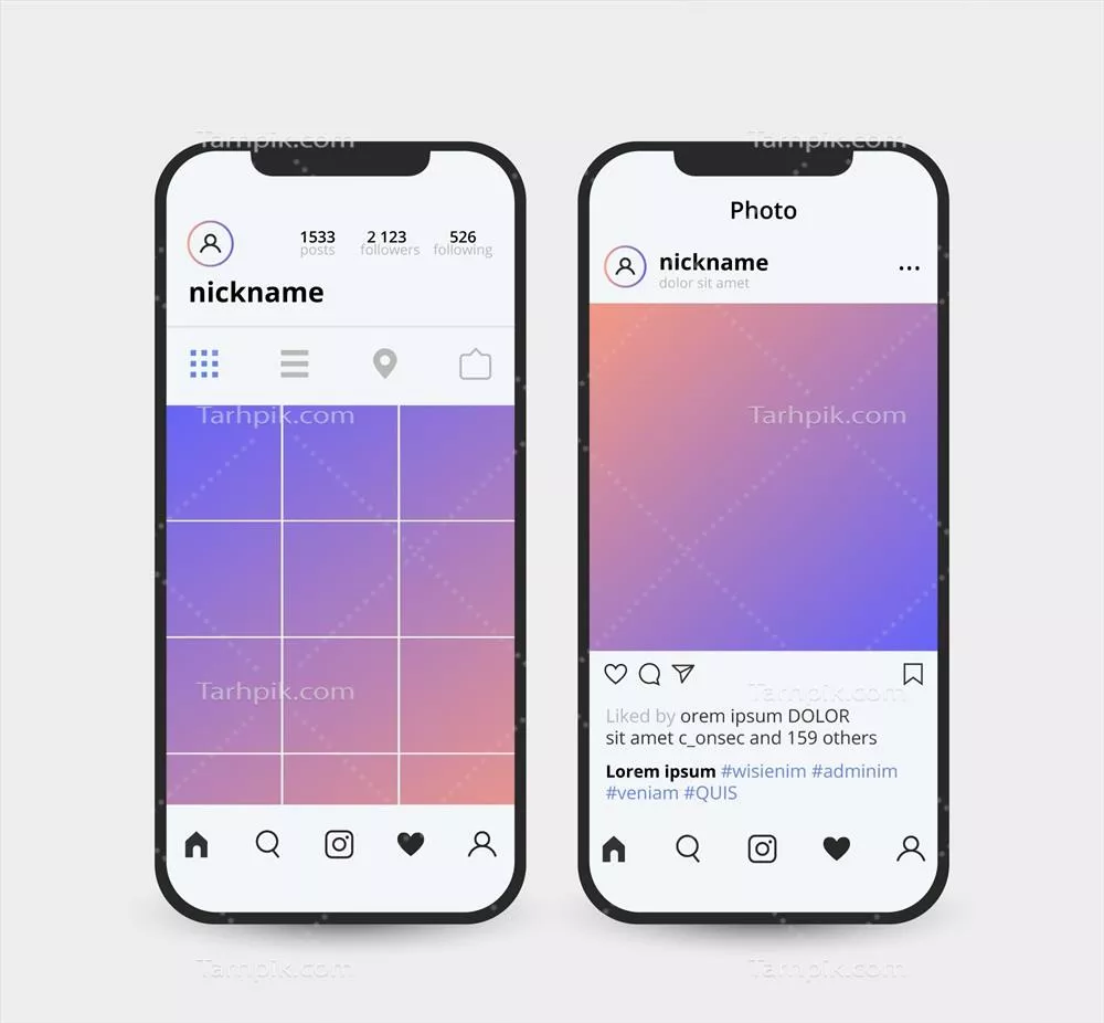 قاب اینستاگرام واقعی برای گوشی هوشمند به صورت وکتور برای طراحی گرافیکی