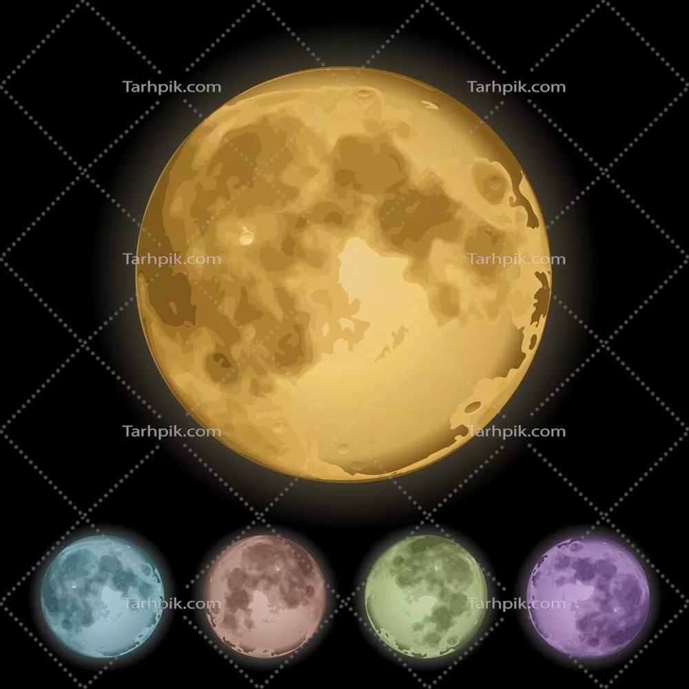 طراحی وکتور از ماه کامل به صورت واقع‌گرایانه و ایزوله شده