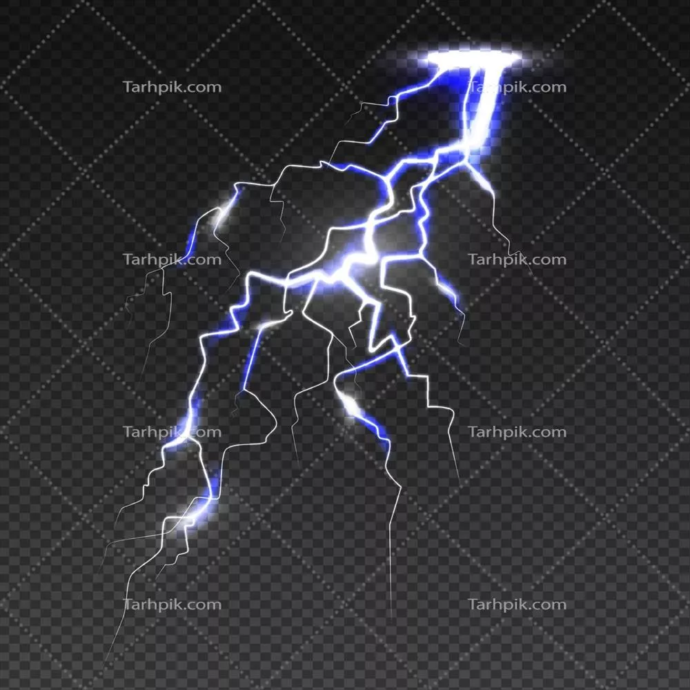 تصویر وکتور با پسزمینه شفاف و صاعقه واقعی و فوقالعاده زیبا