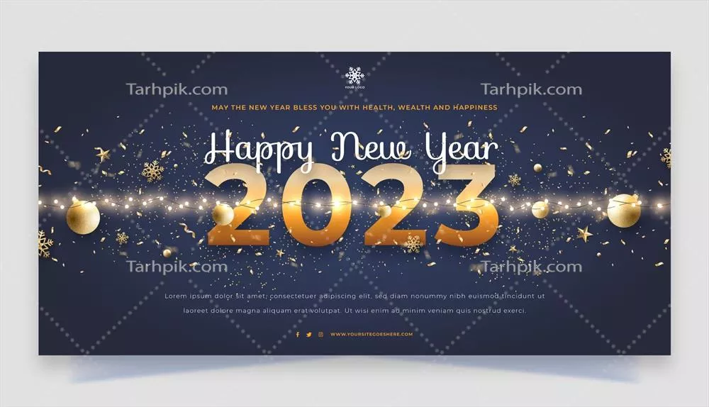 بنر افقی واقعی سال نو 2023 - قالب وکتور