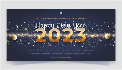 بنر افقی واقعی سال نو 2023 - قالب وکتور