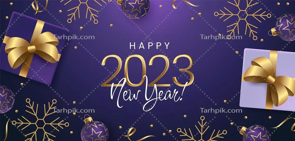 بنر افقی وکتور با طراحی واقع‌گرایانه برای سال نو 2023