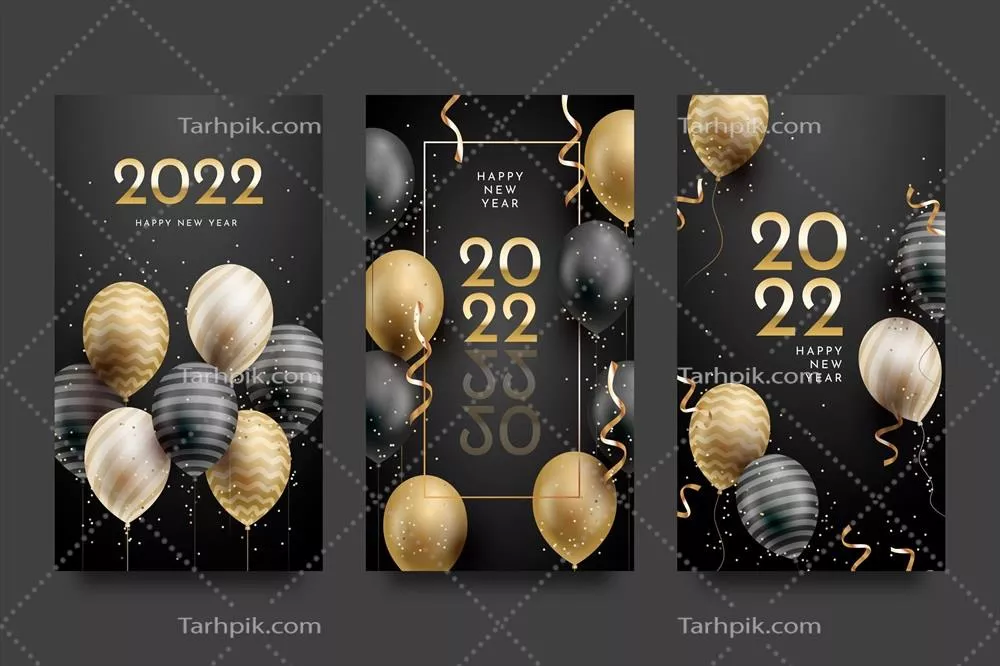 مجموعه استوری‌های سال نو واقعی برای اینستاگرام - وکتور