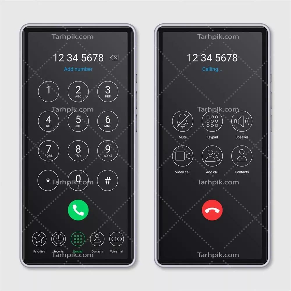 تصویر سازی رابط کاربری واقعی تماس تلفنی – وکتور سهبعدی