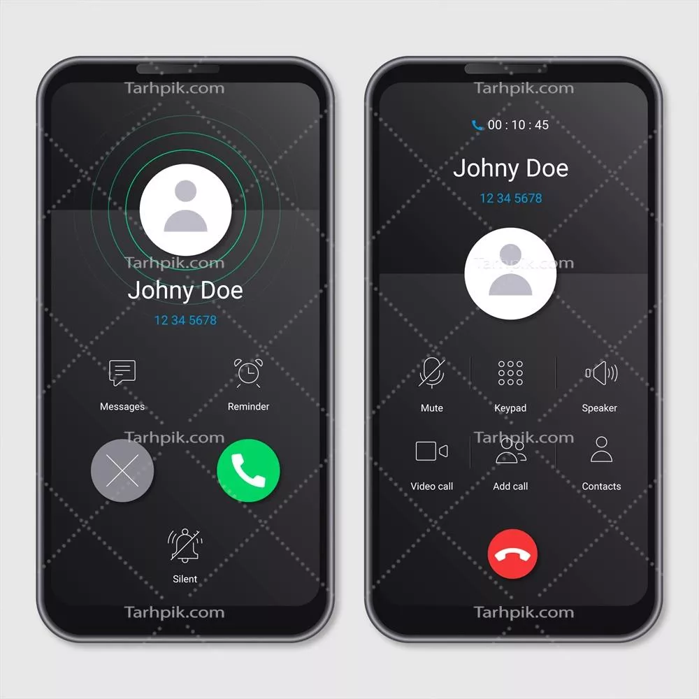 تصویر وکتور واقعگرایانه از رابط صفحه تماس تلفنی به صورت حرفهای