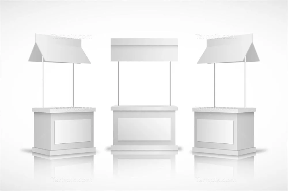 تصویر وکتور رئالیستی از میز شمارش معکوس همراه با نمای جلو و کناری