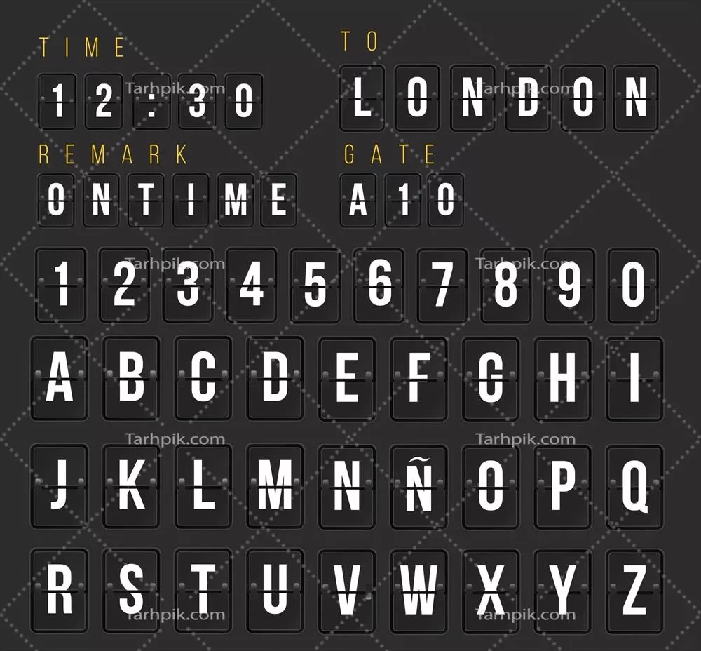 الفبا به سبک تخته امتیاز واقعی - وکتور طراحی شده