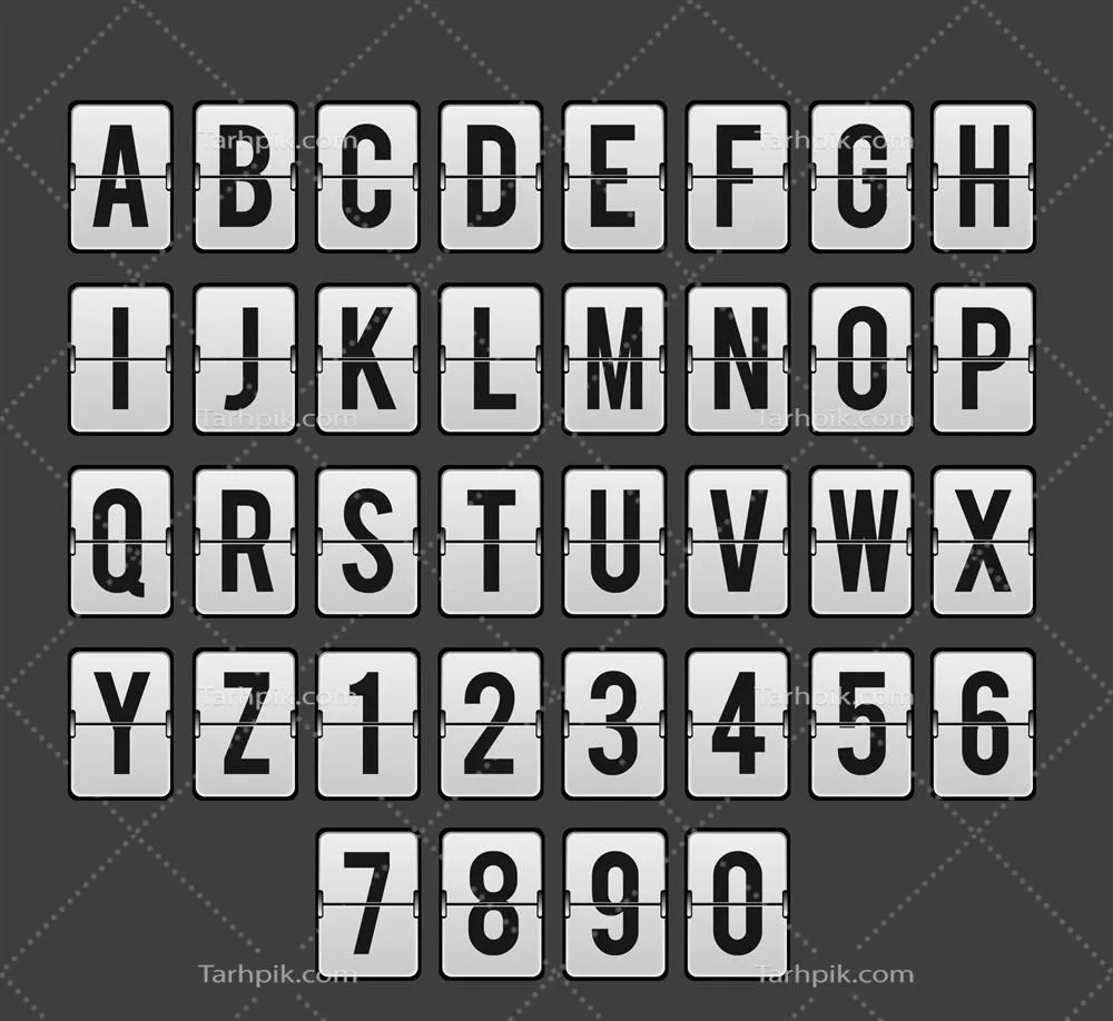 طراحی وکتوری حروف الفبا به سبک تابلو امتیاز واقعی