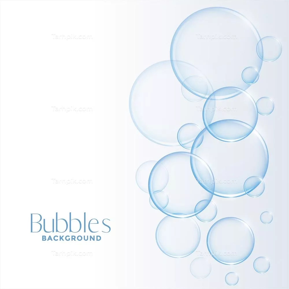 پسزمینه وکتور حبابهای صابون با آب شفاف و براق به صورت واقعگرایانه