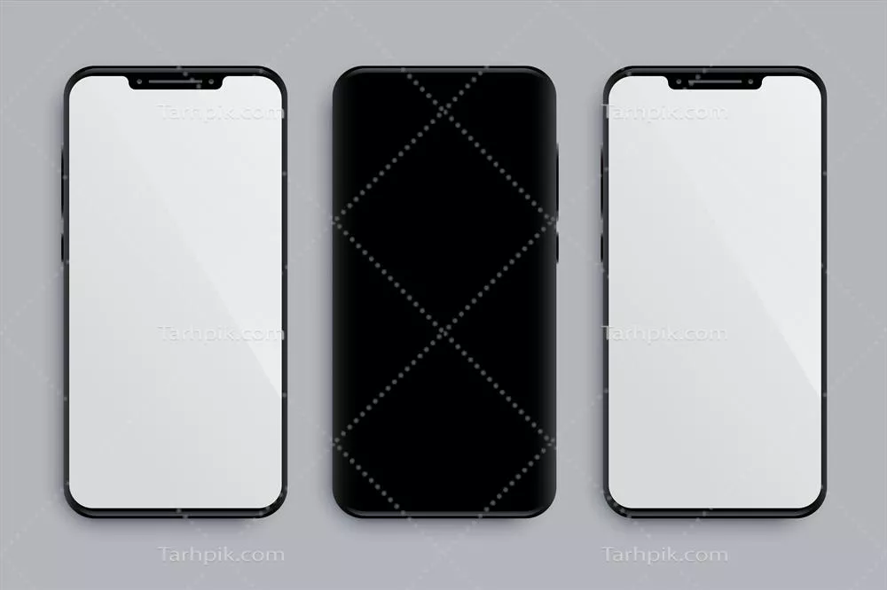 موکاپ واقعی گوشی هوشمند با وکتور نمای جلویی و پشتی