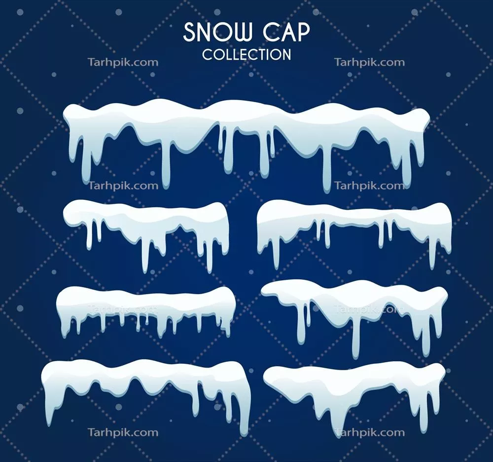 مجموعه وکتور پوشش برفی واقعی با جزئیات دقیق و زیبا