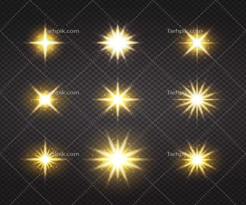 مجموعهای از ستارههای درخشان و واقعگرایانه با کیفیت وکتور