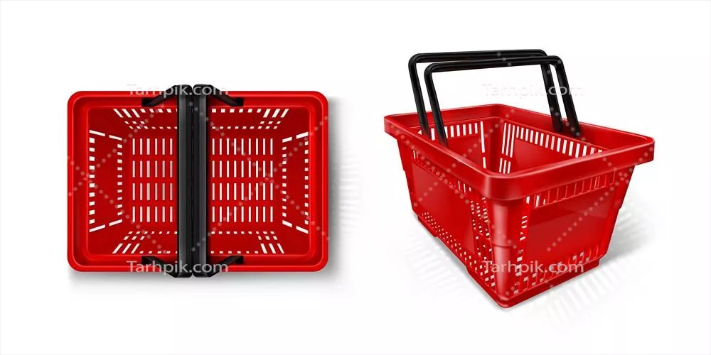 مجموعه وکتور سبد خرید واقعگرایانه برای سوپرمارکت