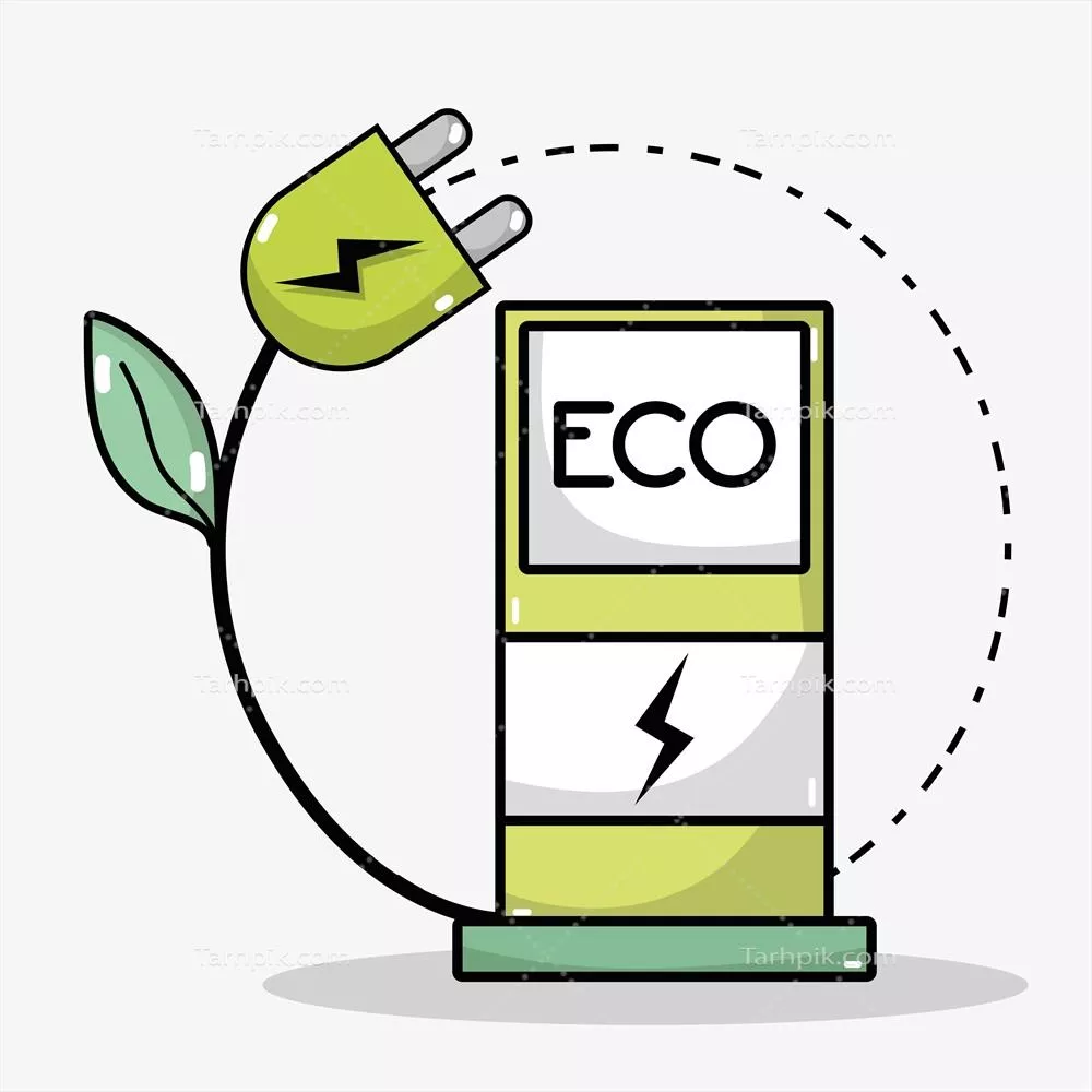 ایستگاه شارژ انرژی برای باتری خودرو - تصویر وکتور