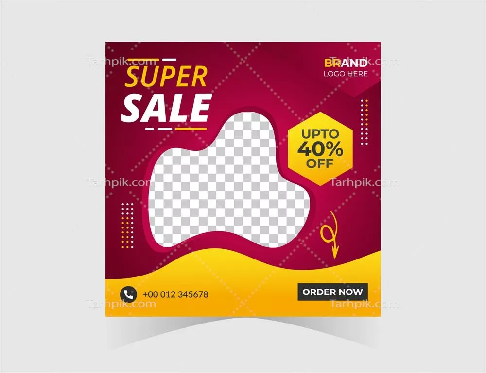 وکتور قالب پست ویرایش‌پذیر با زمینه قرمز و شکلی انتزاعی برای بازاریابی دیجیتال