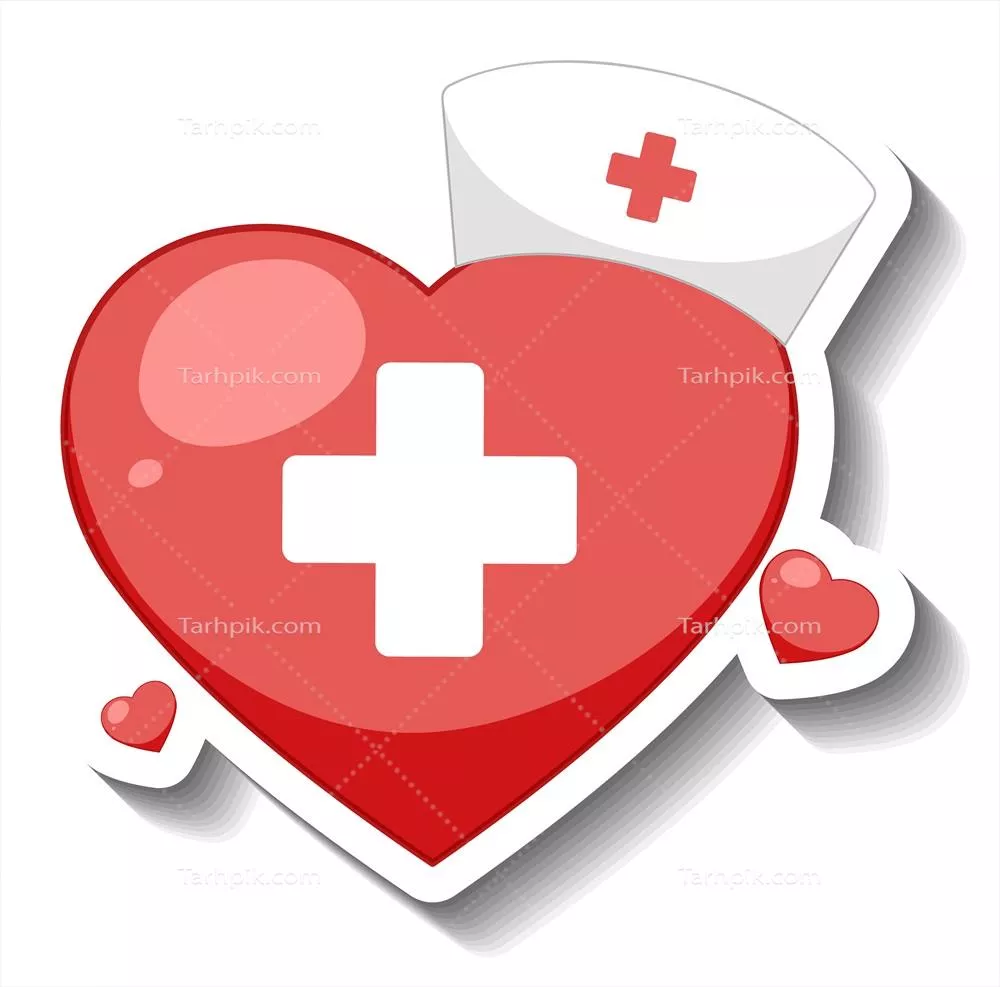 قلب قرمز با گرادیان و کلاه پرستاری - طراحی وکتور زیبا