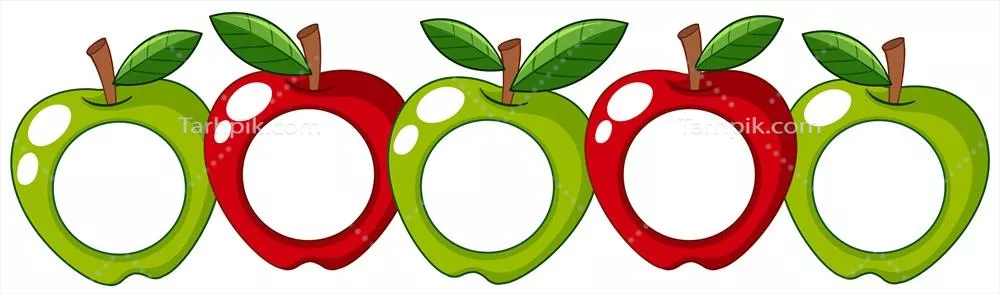 تصویر وکتوری سیب‌های قرمز و سبز با نشان سفید