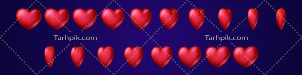 وکتور انبوه انیمیشن بازی دوستی قلب قرمز در حال چرخش