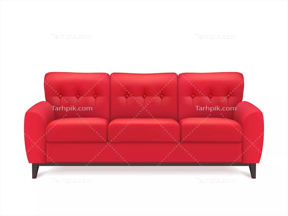 وکتور تصویر واقعی از یک مبلمان چرمی قرمز با کیفیت بالا و طراحی بی‌نظیر
