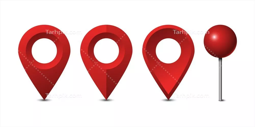 مجموعه نشان‌های نقشه قرمز در پس‌زمینه سفید - تصویر برداری وکتوری